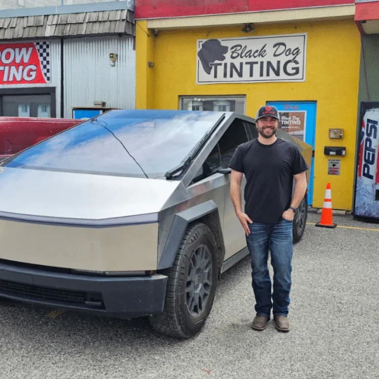 Tesla Cybertruck visit outside Black Dog Tinting